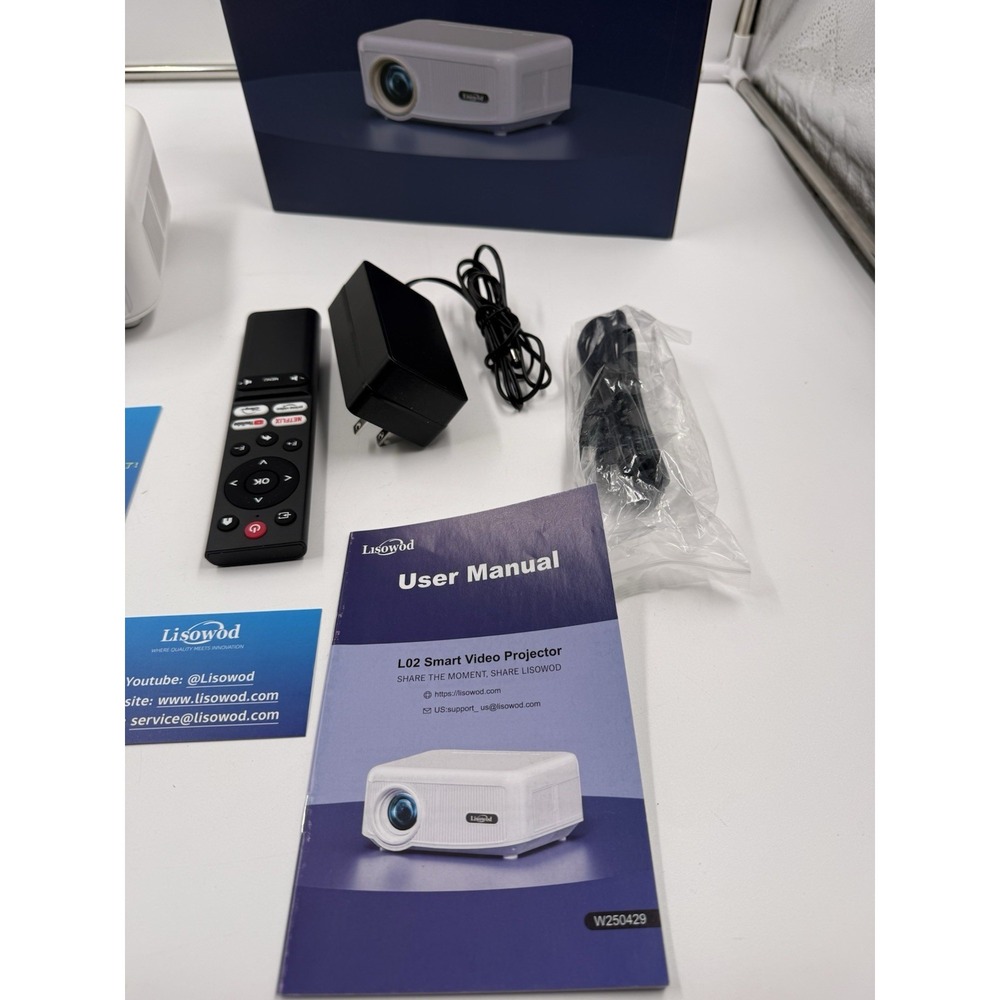 Lisowod L02 1080P WiFi Bluetooth Projector 1200 ANSI |‎ Netflix, YouTube, 4K - Picture 2 of 13